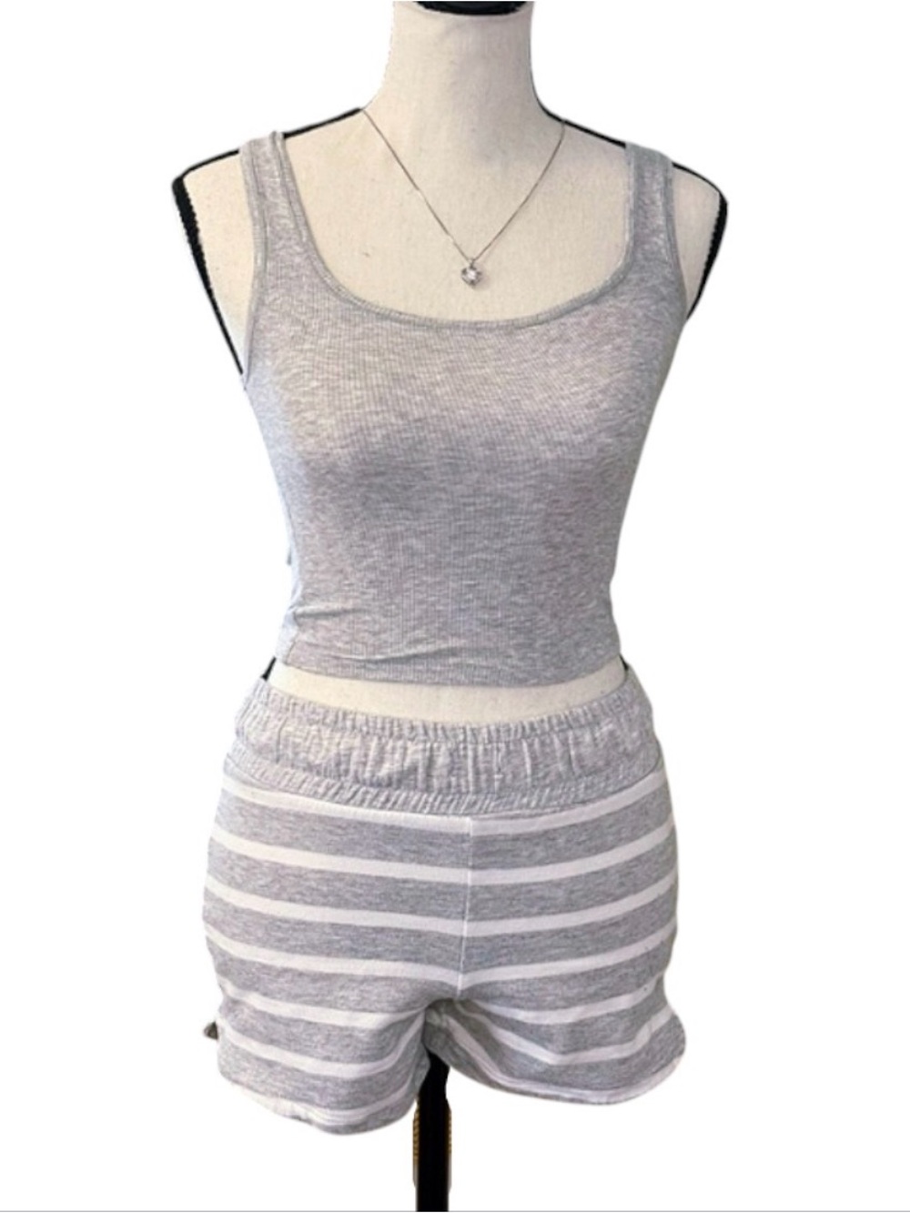 H&M Cozy striped gray and white Lounge Shorts size XS
